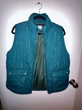 J. Crew Quilted Vest with Gold Zipper Accents